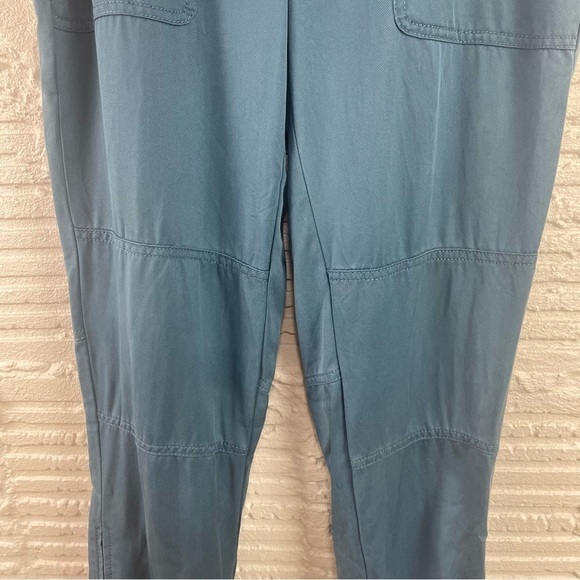 LOFT 100% Lyocell Joggers Teal Blue Color Zipper Ankle Oversized Back Pockets 6 - Picture 6 of 15